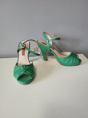 BAIT Liza Green Retro 1940s Twist Knot Peep Toe Heels, VGUC, Size 7